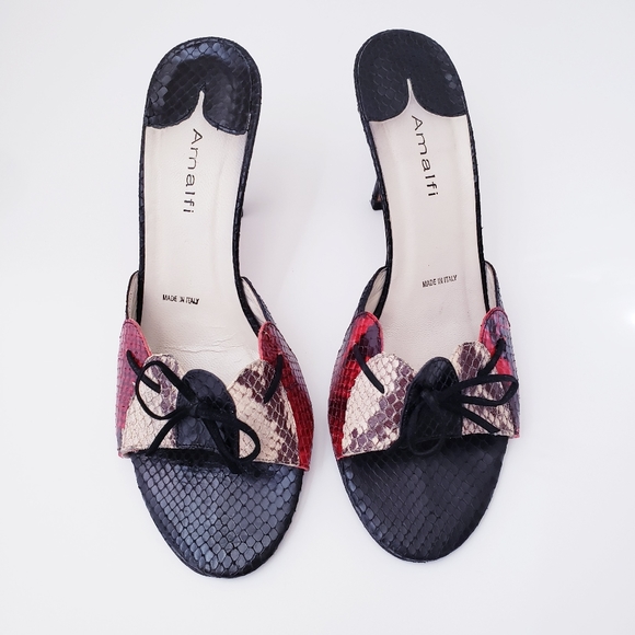 Vintage Amalfi Snakeprint Leather Slip-on Heels - Picture 3 of 14
